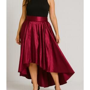 Venus High Low Skirt Satin Burgundy asymmetrical formal evening cocktail SZ 4